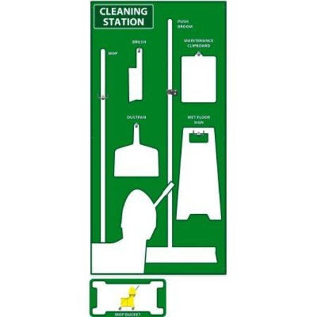NMC National Marker Cleaning Station Shadow Board, Green/White, 72 X 36, Acp, General Purpose Composite SB145ACP